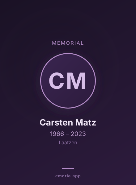 Memorial portrait of Carsten Matz