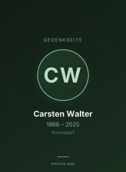 Gedenkportrait von Carsten Walter