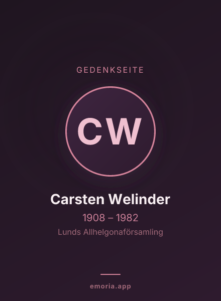 Gedenkportrait von Carsten Welinder