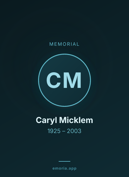 Memorial portrait of Caryl Micklem