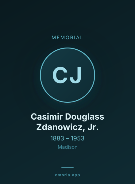 Memorial portrait of Casimir Douglass Zdanowicz, Jr.