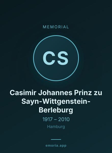 Memorial portrait of Casimir Johannes Prinz zu Sayn-Wittgenstein-Berleburg