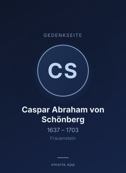 Gedenkportrait von Caspar Abraham von Schönberg