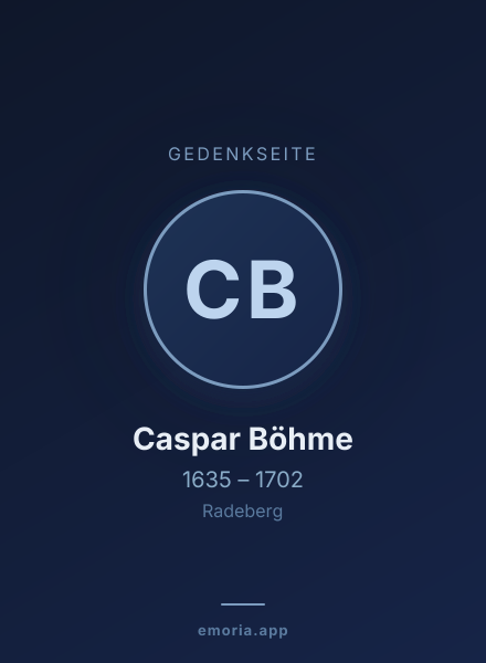 Gedenkportrait von Caspar Böhme