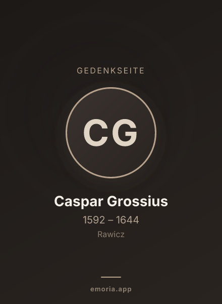 Gedenkportrait von Caspar Grossius