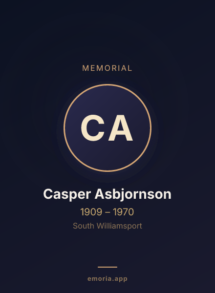 Memorial portrait of Casper Asbjornson
