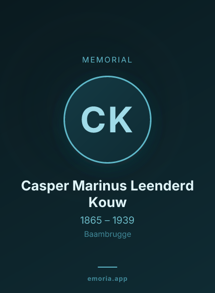 Memorial portrait of Casper Marinus Leenderd Kouw