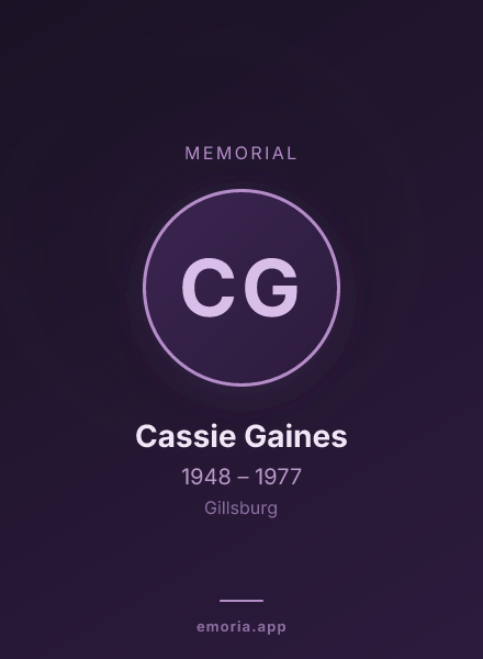 Memorial portrait of Cassie Gaines