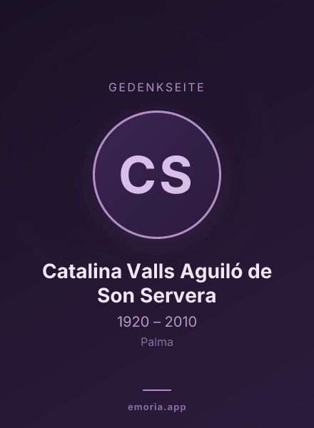 Gedenkportrait von Catalina Valls Aguiló de Son Servera