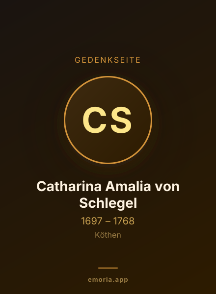 Gedenkportrait von Catharina Amalia von Schlegel