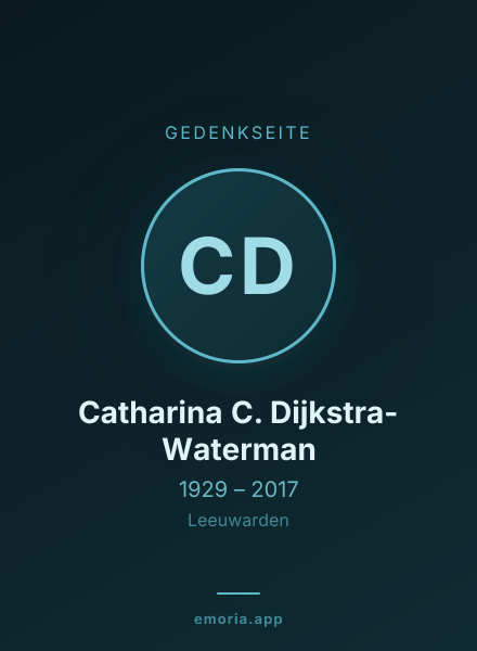 Gedenkportrait von Catharina C. Dijkstra-Waterman
