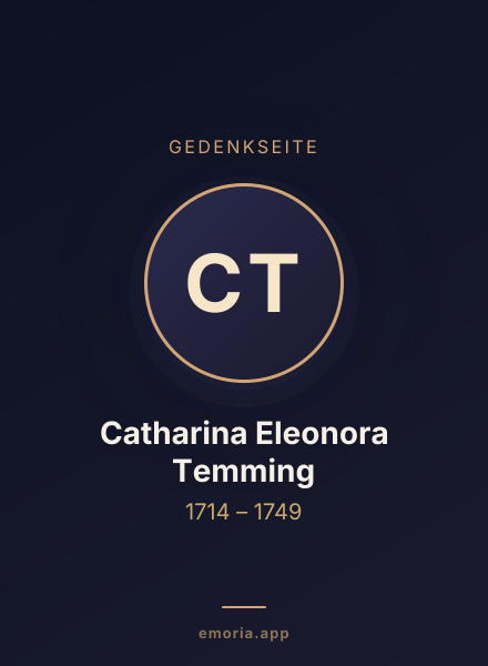 Gedenkportrait von Catharina Eleonora Temming