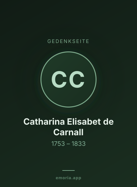 Gedenkportrait von Catharina Elisabet de Carnall