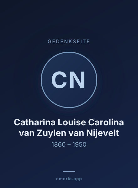 Gedenkportrait von Catharina Louise Carolina van Zuylen van Nijevelt