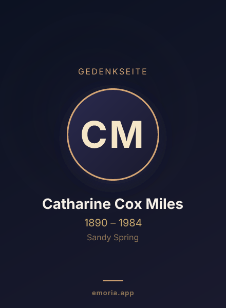 Gedenkportrait von Catharine Cox Miles
