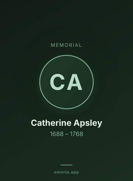 Memorial portrait of Catherine Apsley