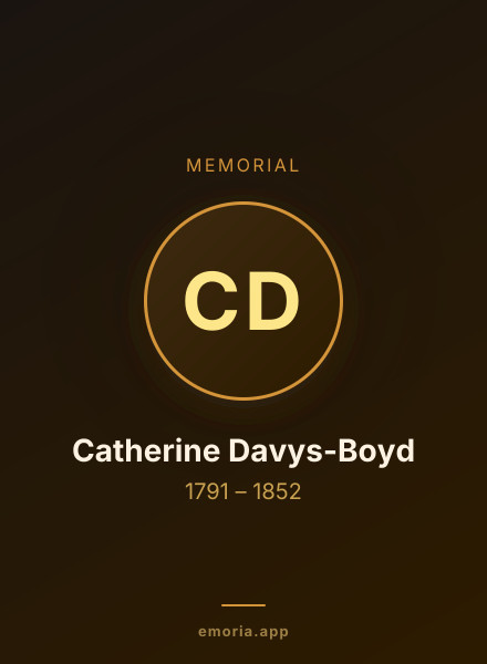 Memorial portrait of Catherine Davys-Boyd