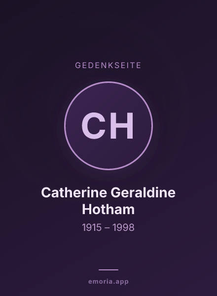 Gedenkportrait von Catherine Geraldine Hotham