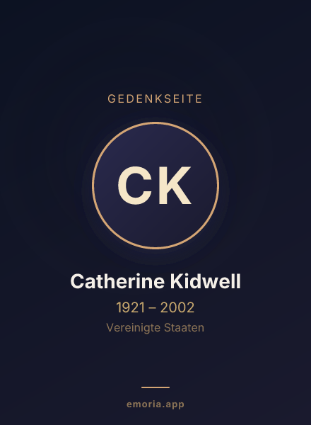Gedenkportrait von Catherine Kidwell