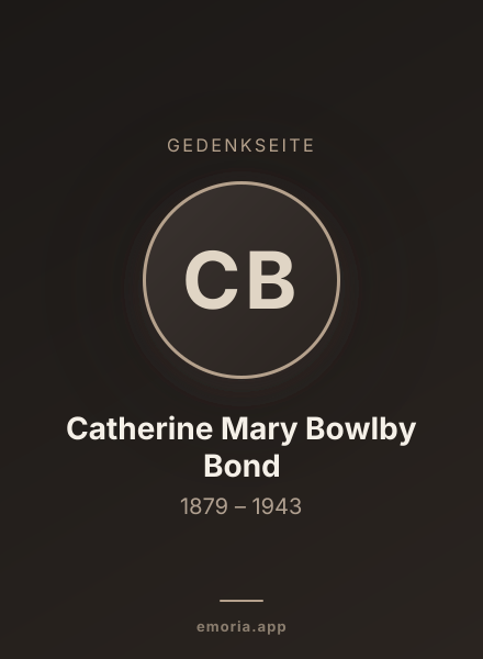 Gedenkportrait von Catherine Mary Bowlby Bond