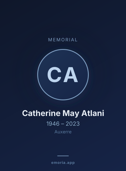 Memorial portrait of Catherine May Atlani