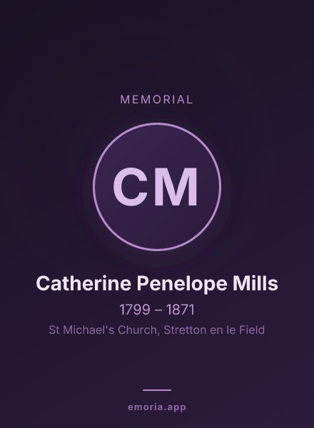 Memorial portrait of Catherine Penelope Mills