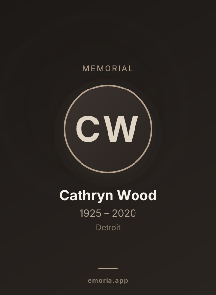 Memorial portrait of Cathryn Wood