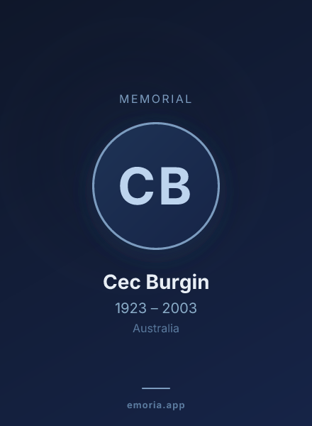 Memorial portrait of Cec Burgin