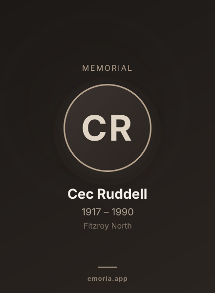 Memorial portrait of Cec Ruddell