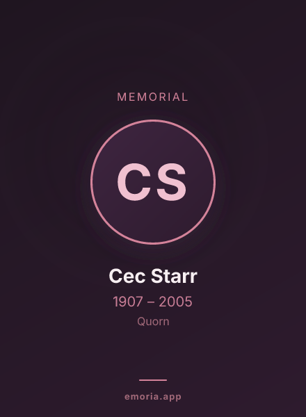 Memorial portrait of Cec Starr