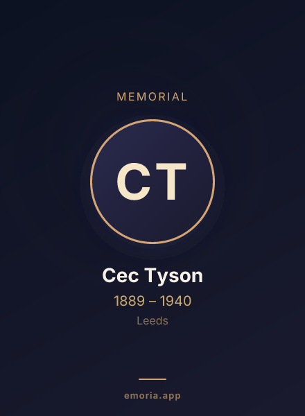Memorial portrait of Cec Tyson