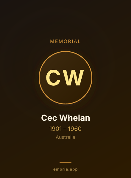 Memorial portrait of Cec Whelan