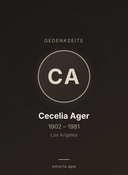 Gedenkportrait von Cecelia Ager