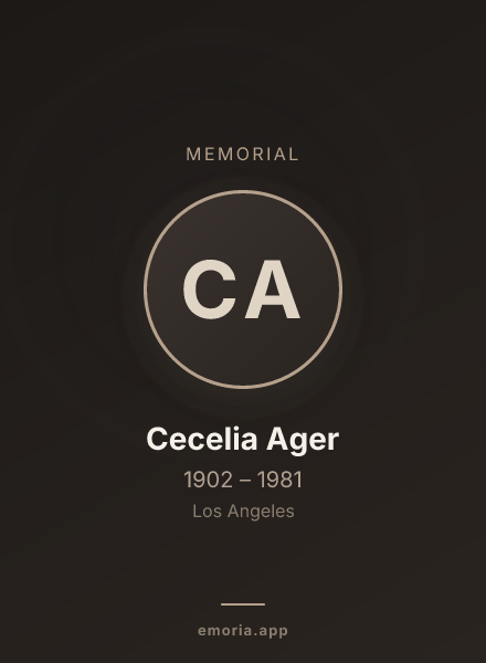 Memorial portrait of Cecelia Ager