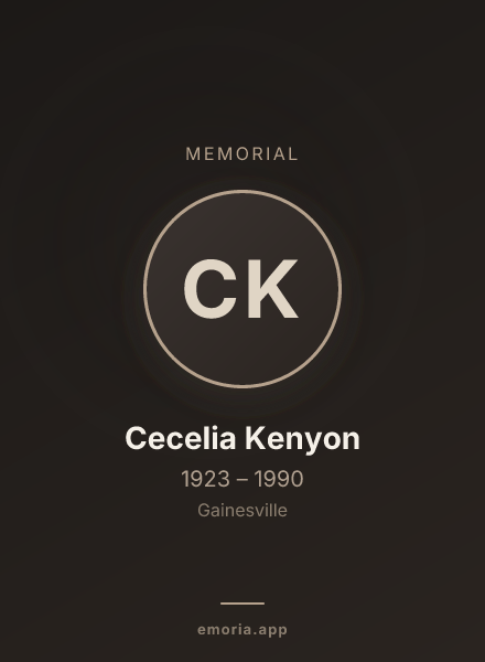 Memorial portrait of Cecelia Kenyon