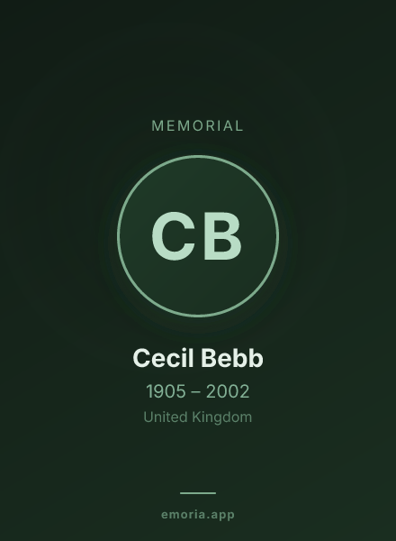 Memorial portrait of Cecil Bebb