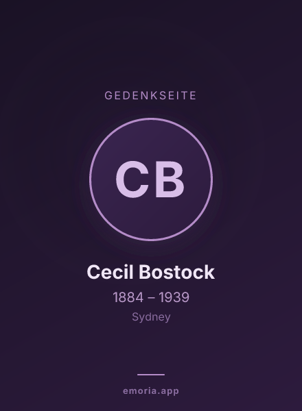 Gedenkportrait von Cecil Bostock