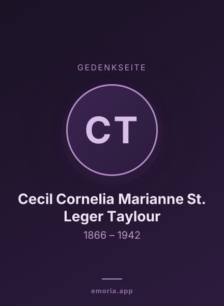 Gedenkportrait von Cecil Cornelia Marianne St. Leger Taylour