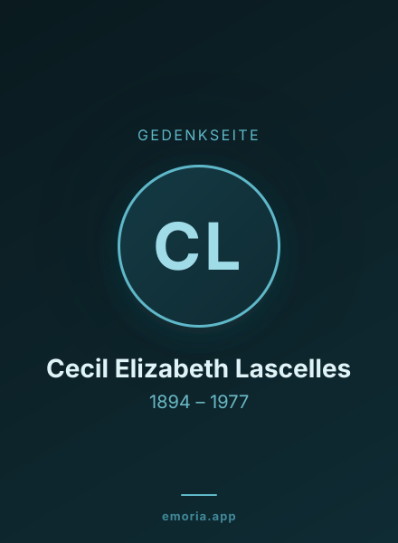 Gedenkportrait von Cecil Elizabeth Lascelles