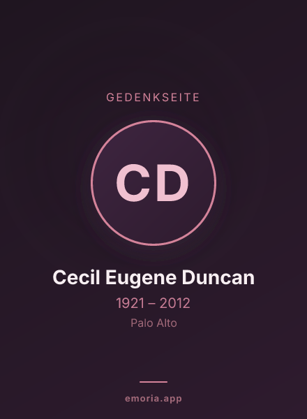 Gedenkportrait von Cecil Eugene Duncan