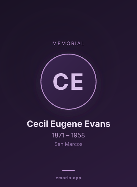 Memorial portrait of Cecil Eugene Evans