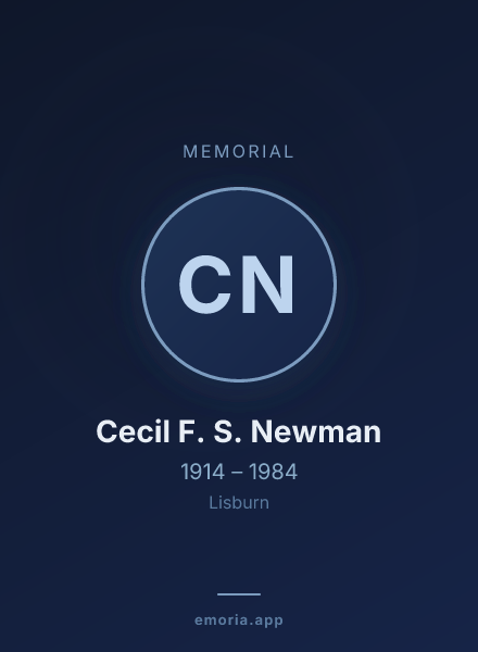 Memorial portrait of Cecil F. S. Newman
