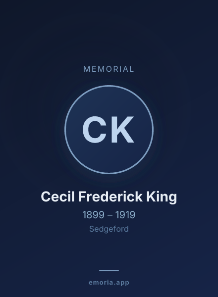 Memorial portrait of Cecil Frederick King