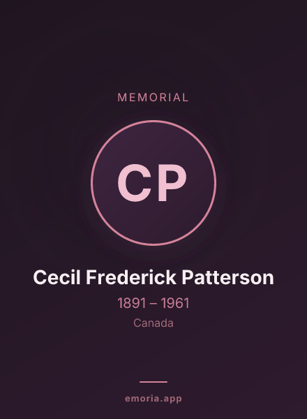 Memorial portrait of Cecil Frederick Patterson