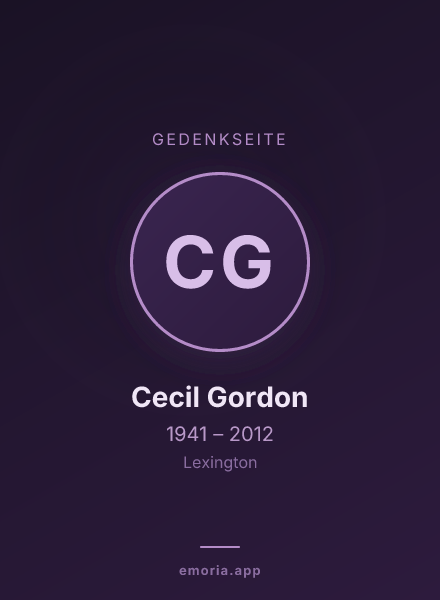 Gedenkportrait von Cecil Gordon