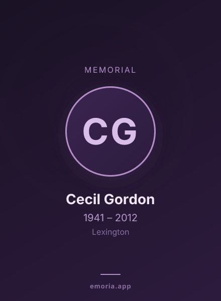 Memorial portrait of Cecil Gordon