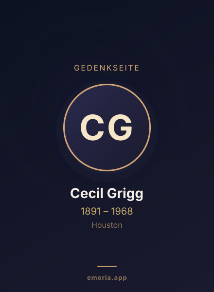 Gedenkportrait von Cecil Grigg