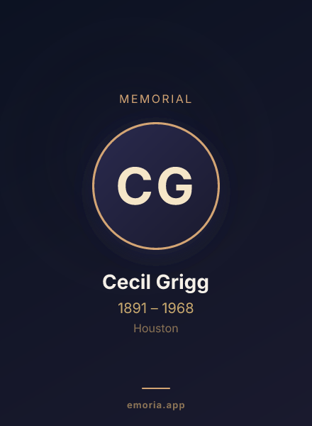 Memorial portrait of Cecil Grigg