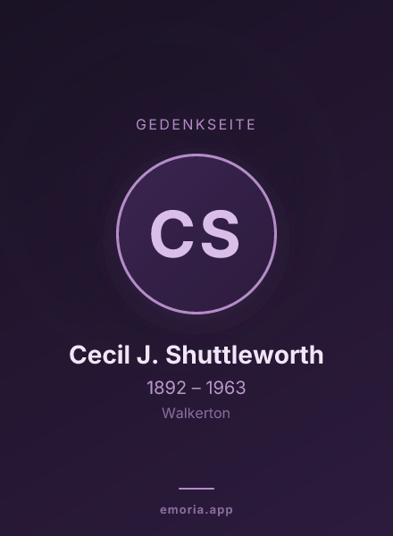 Gedenkportrait von Cecil J. Shuttleworth