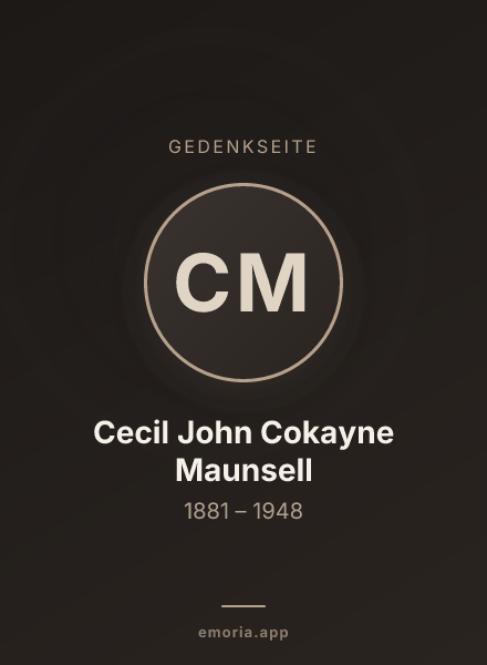 Gedenkportrait von Cecil John Cokayne Maunsell